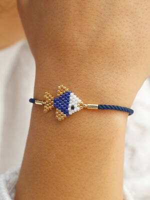 El Yapımı Miyuki Balık Desenli İp Bileklik - 2