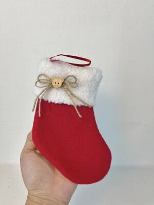 Kırmızı Noel Küçük Polar Çorap - 2