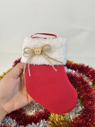 Kırmızı Noel Küçük Polar Çorap - 3
